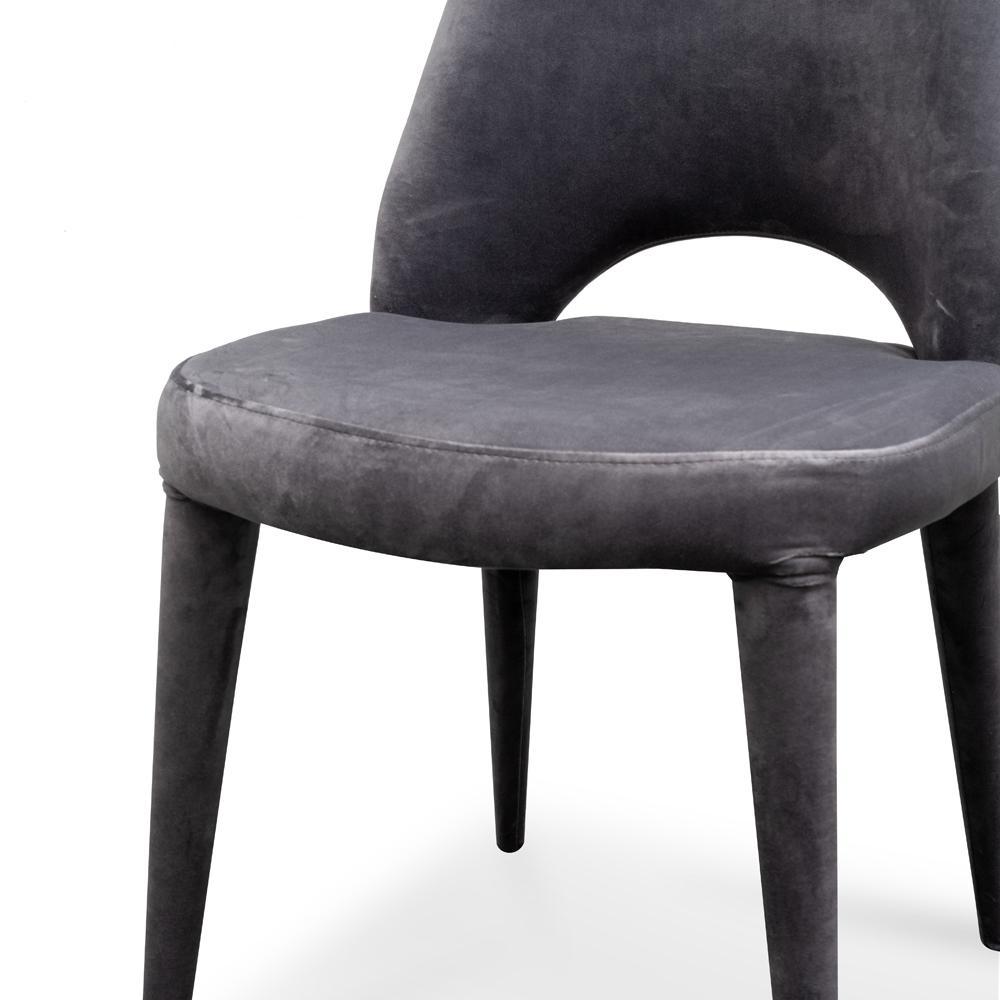 Laila Dining Chair - Dark Grey Velvet - Dining Chairs