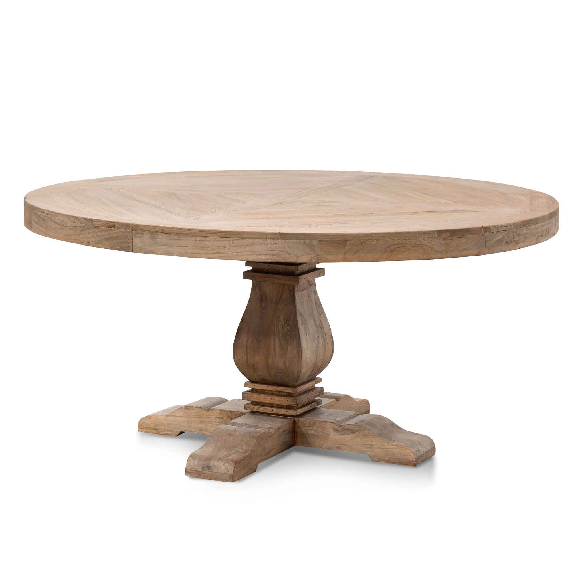 Lara Reclaimed 1.6m Round Dining Table - Natural Top and Natural Base - Dining Tables