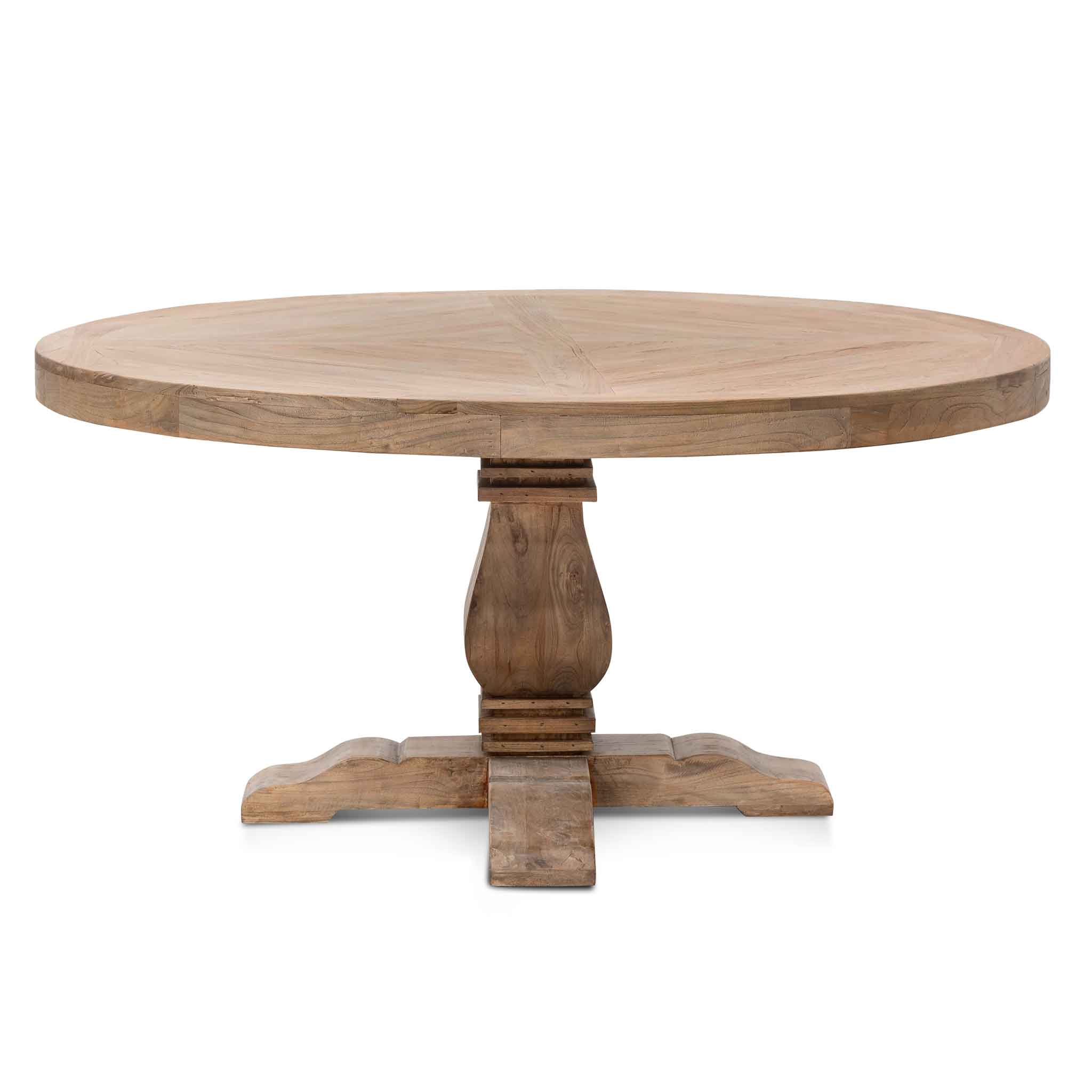 Lara Reclaimed 1.6m Round Dining Table - Natural Top and Natural Base - Dining Tables