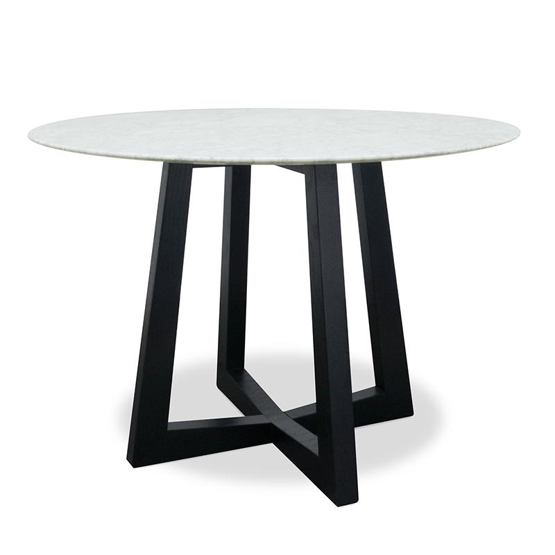 Leo 1.15m Round Marble Dining Table - Black Base - Dining Tables