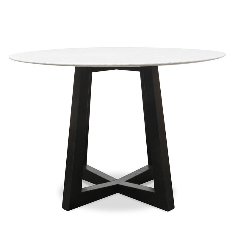 Leo 1.15m Round Marble Dining Table - Black Base - Dining Tables