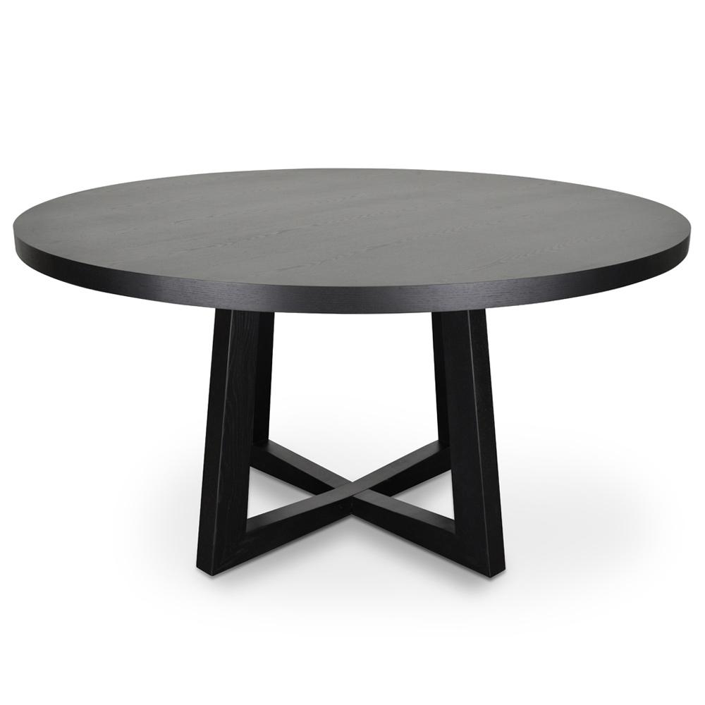 Leo 1.5m Round Wooden Dining Table - Black - Dining Tables