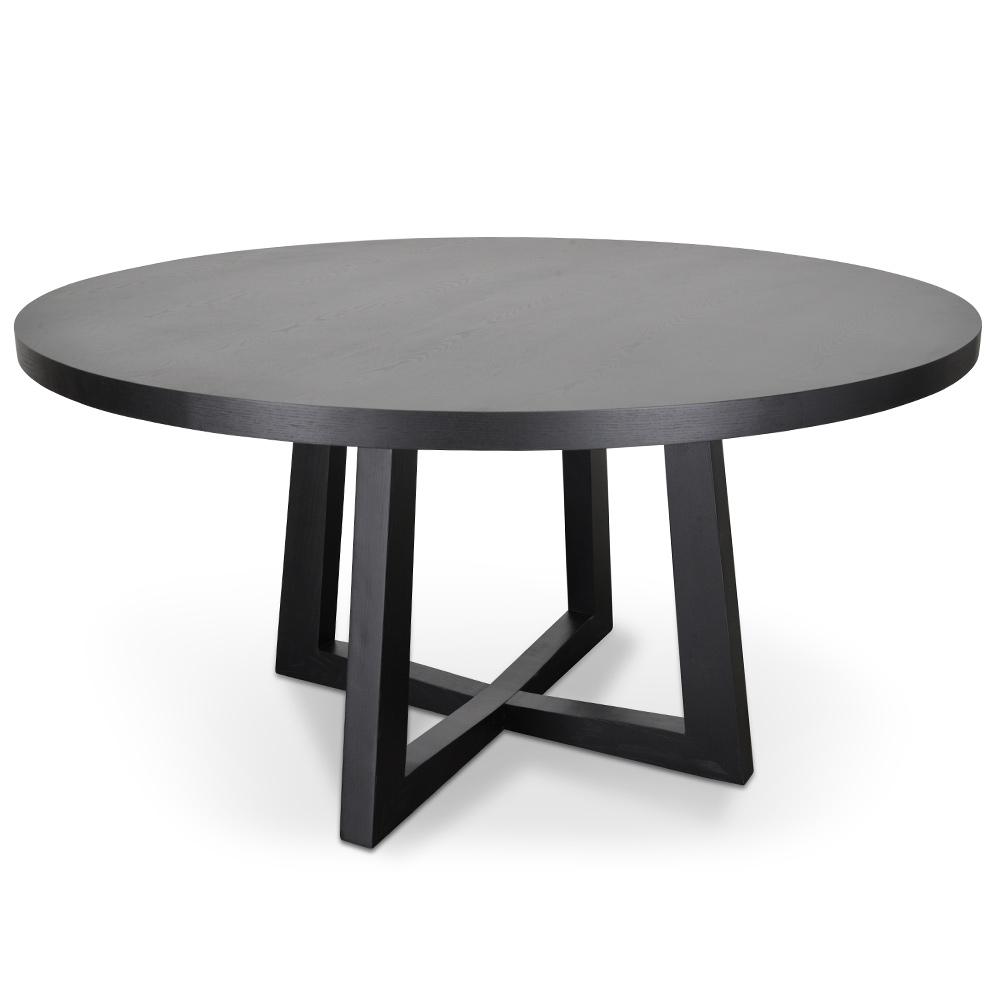 Leo 1.5m Round Wooden Dining Table - Black - Dining Tables