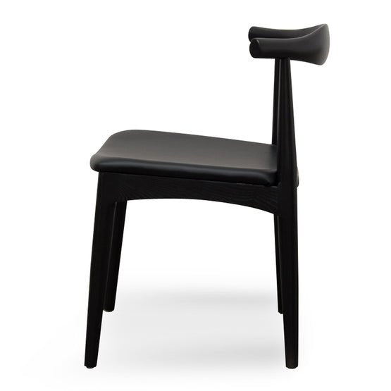 Liam Fabric Dining Chair - Full Black with Leather Seat - Dining Chairs