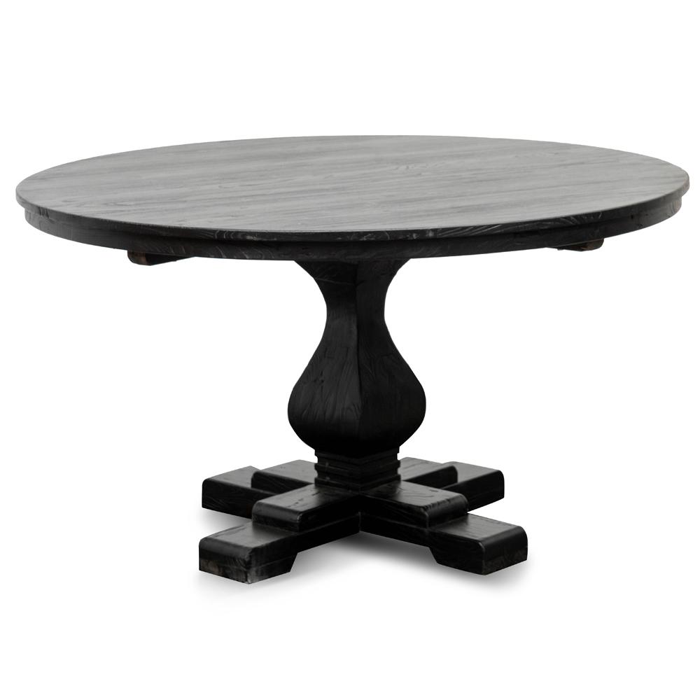 Liam Reclaimed Wood 1.4m Round Dining Table - Rustic Black - Dining Tables