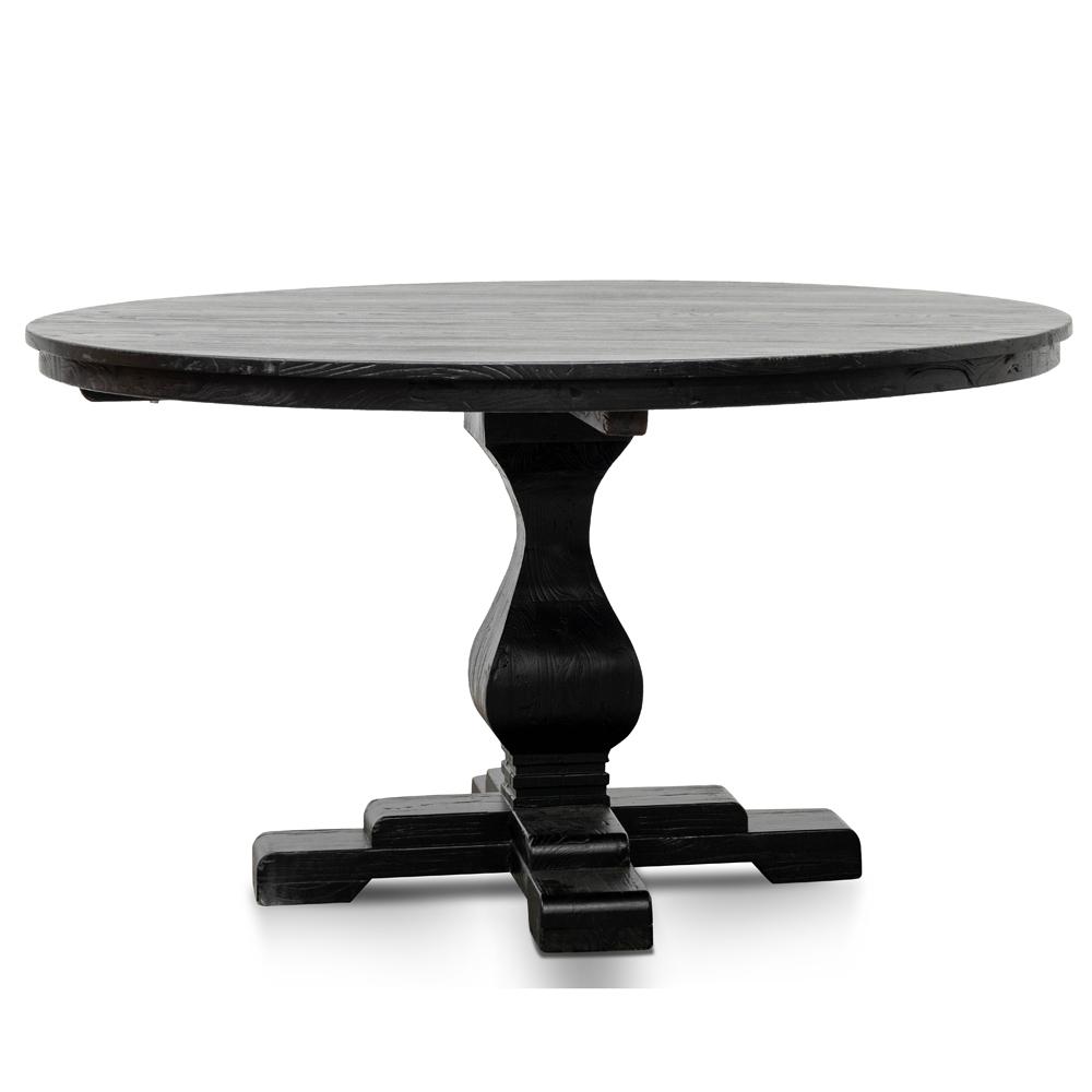 Liam Reclaimed Wood 1.4m Round Dining Table - Rustic Black - Dining Tables