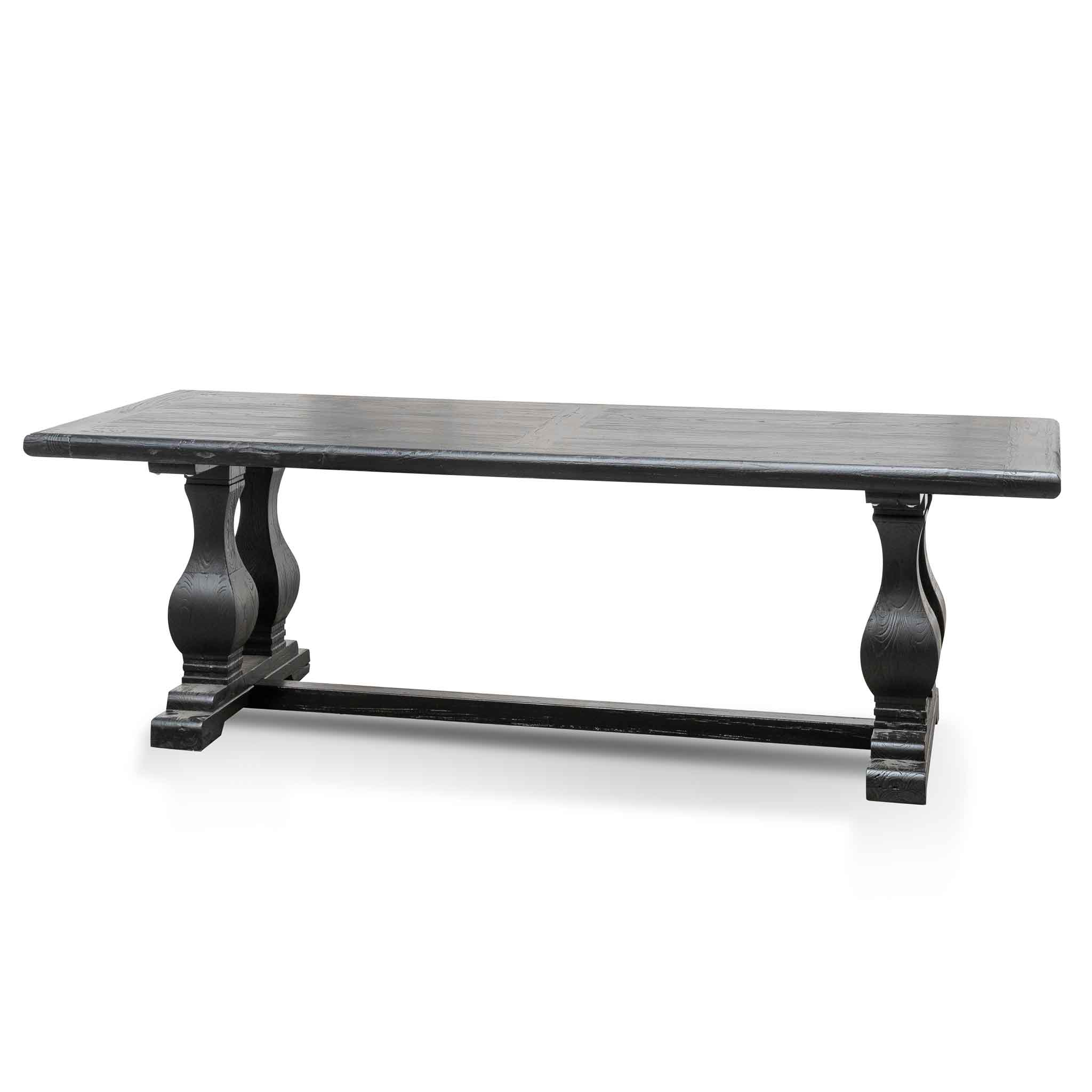 Lima Oak Wood Dining Table 2.4m - Full Black - Dining Tables