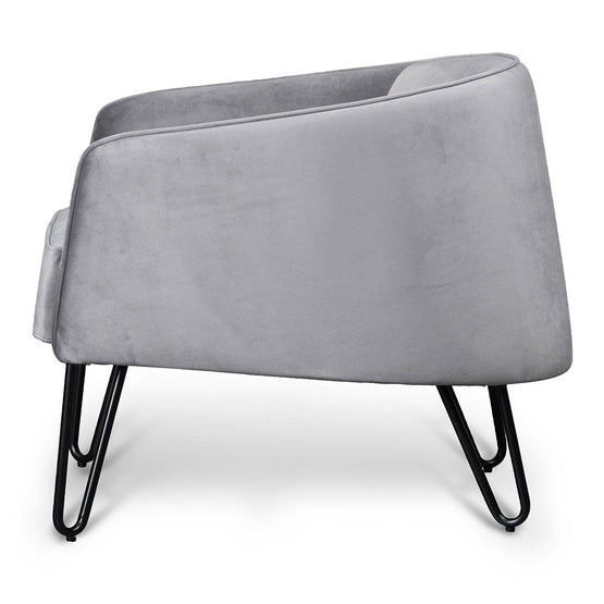 Logan Dark Grey Velvet Armchair - Armchairs