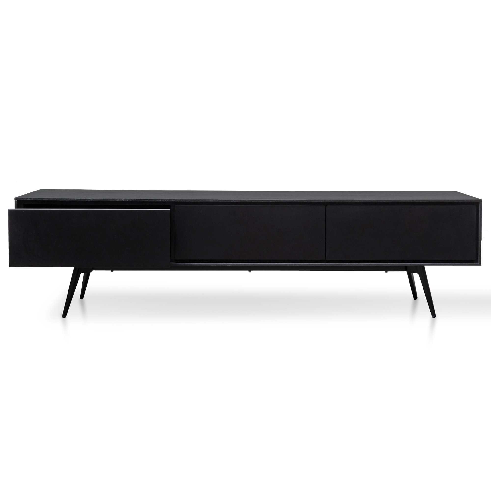 Logan Wooden TV Stand with Black Matte Drawers - Black - TV Units