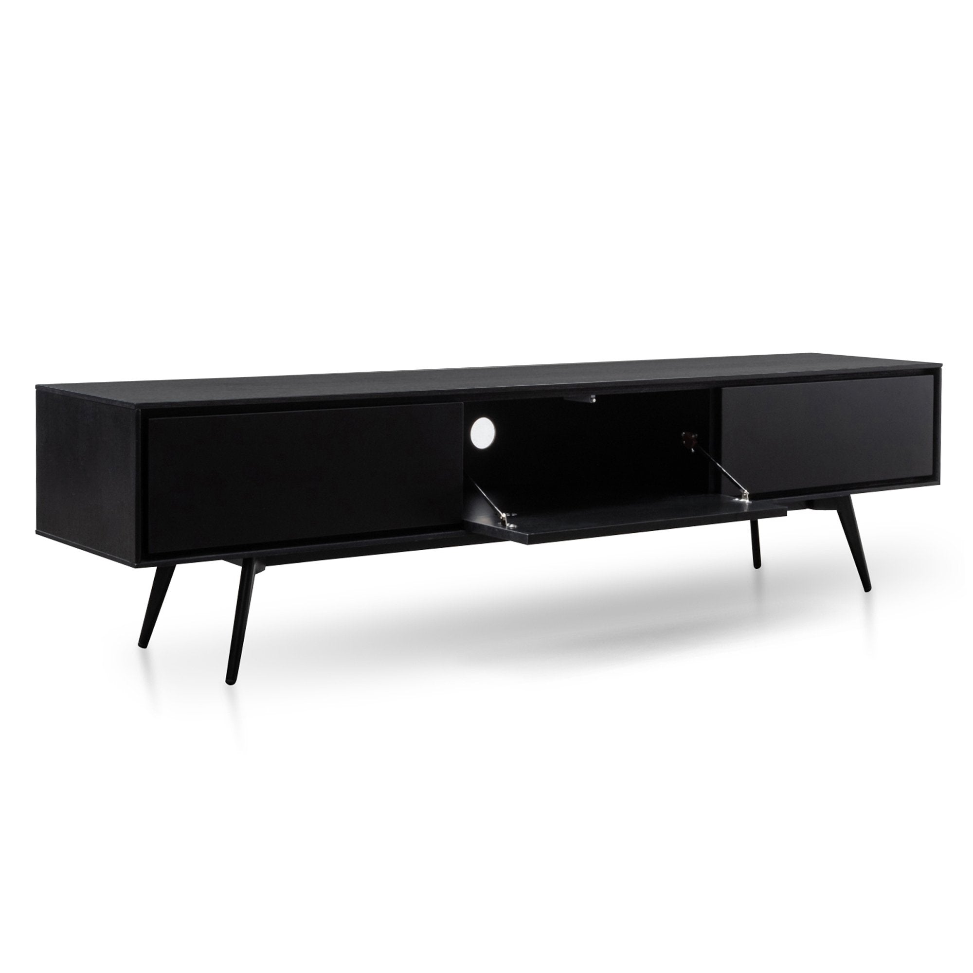 Logan Wooden TV Stand with Black Matte Drawers - Black - TV Units