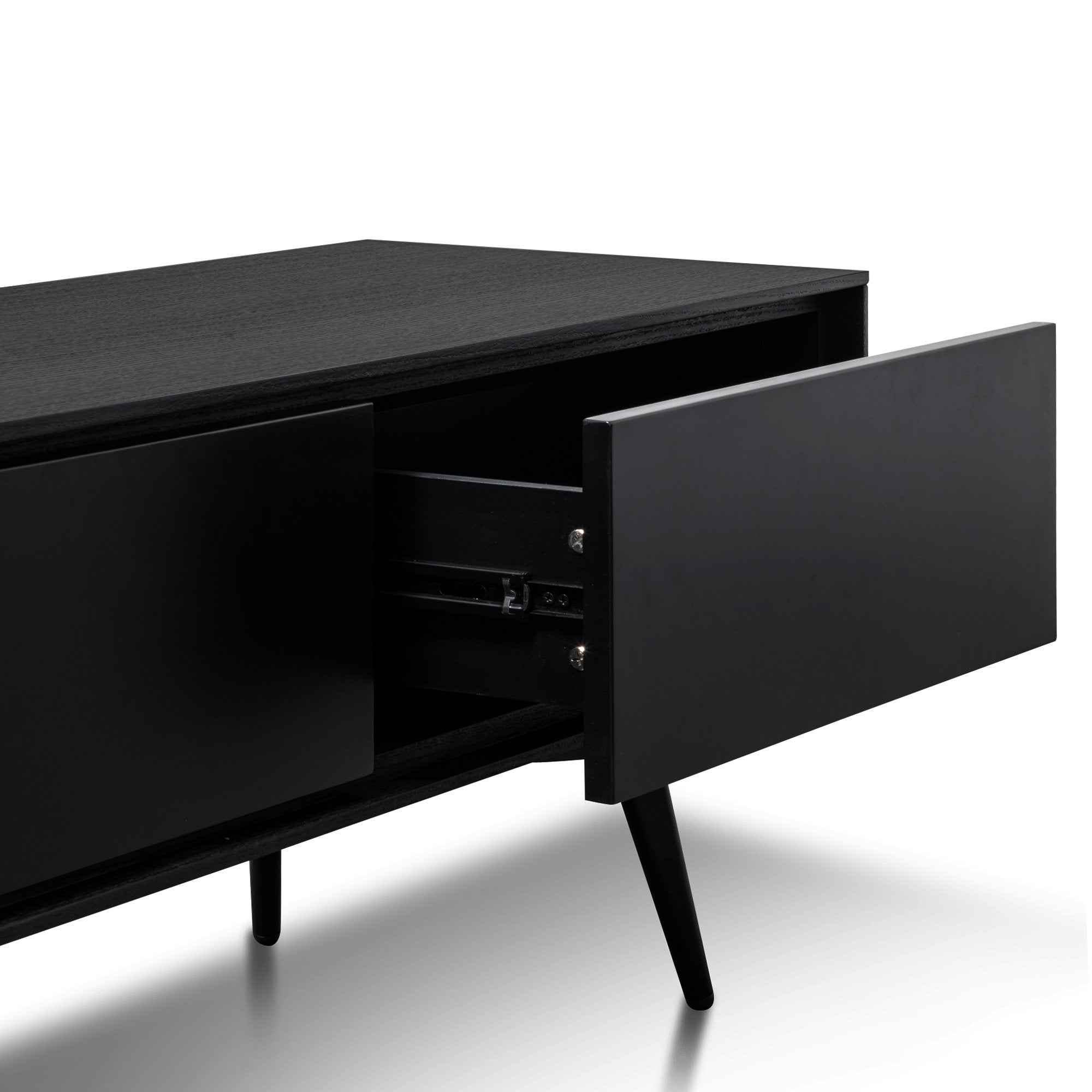 Logan Wooden TV Stand with Black Matte Drawers - Black - TV Units