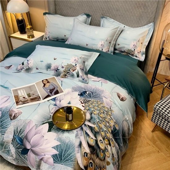 Lotus Blossom Duvet Cover Set (Egyptian Cotton, 500 TC) - Duvet Covers