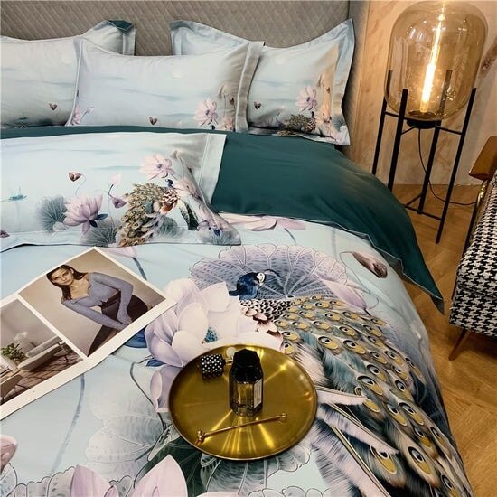 Lotus Blossom Duvet Cover Set (Egyptian Cotton, 500 TC) - Duvet Covers