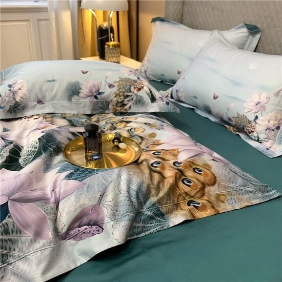 Lotus Blossom Duvet Cover Set (Egyptian Cotton, 500 TC) - Duvet Covers