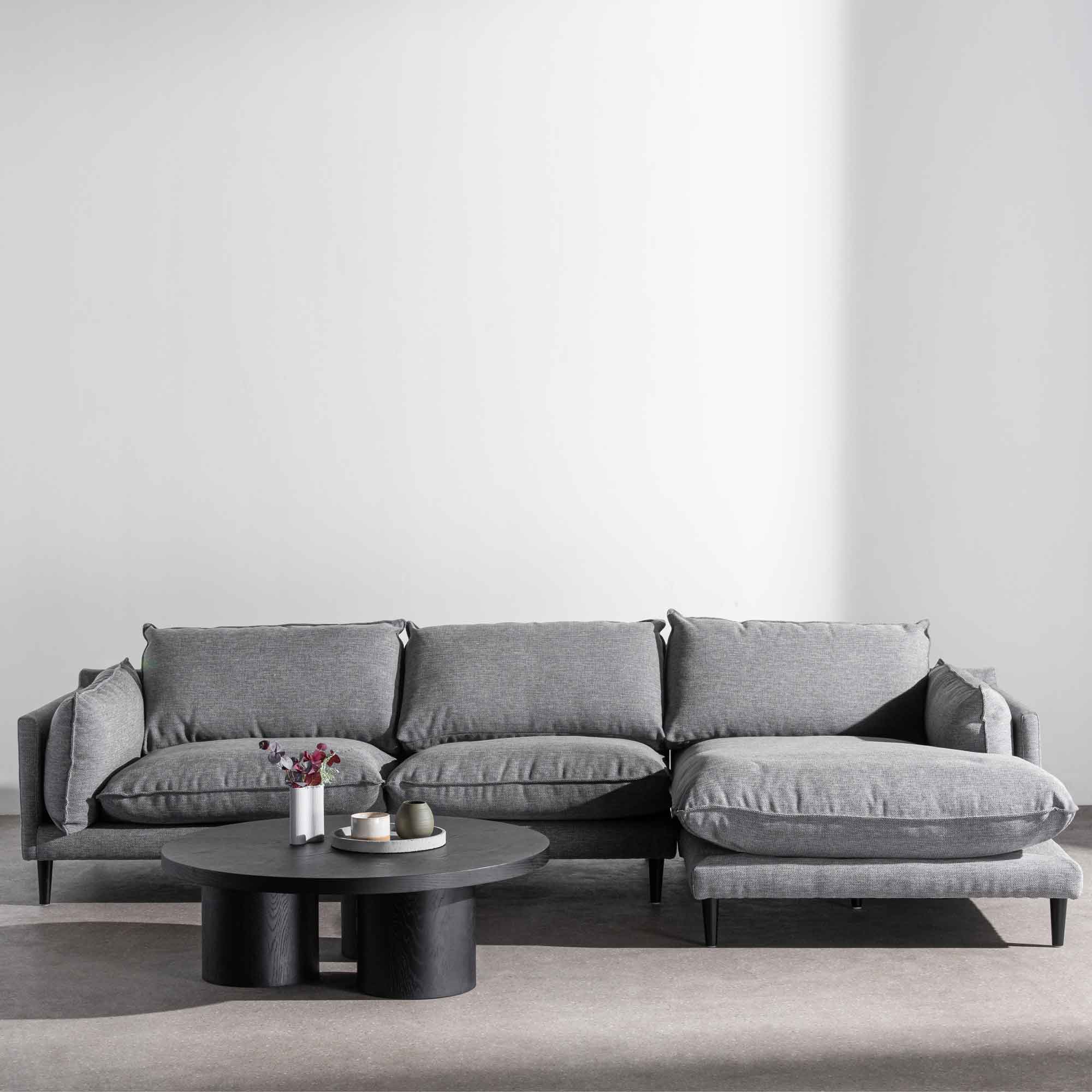 Lucio 4S Right Chaise Sofa - Graphite Grey - Sofas