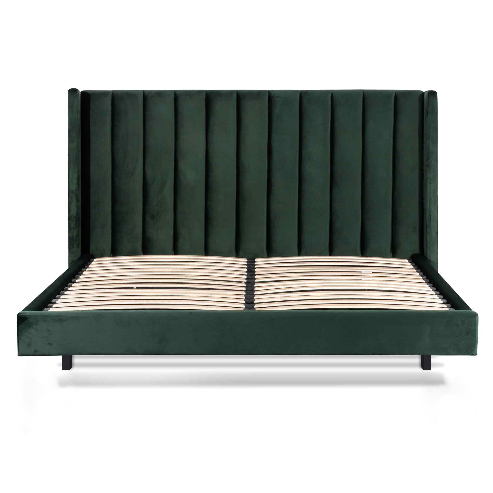Mark King Bed Frame - Forest Green Velvet - Beds