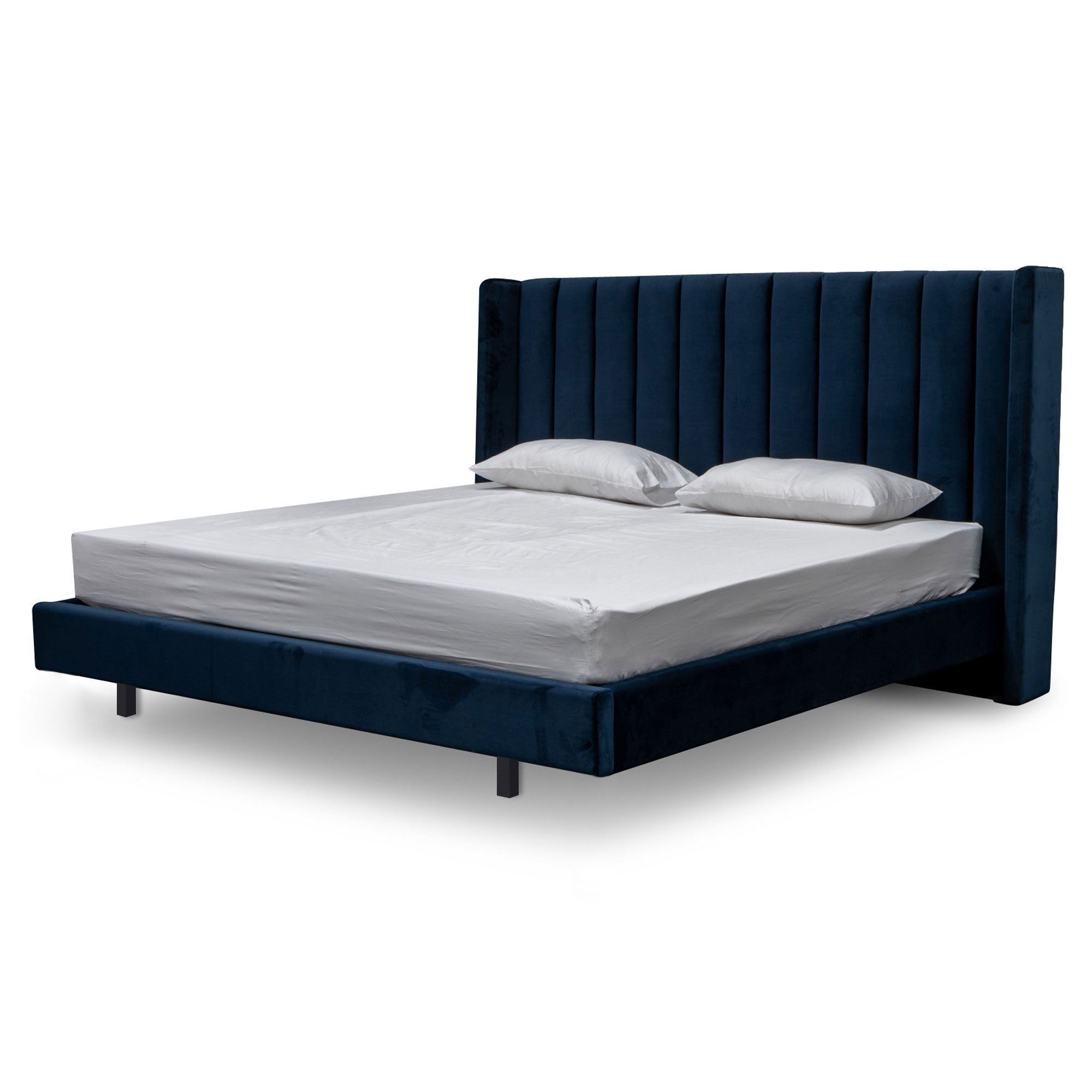 Mark King Bed Frame - Navy Velvet - Beds