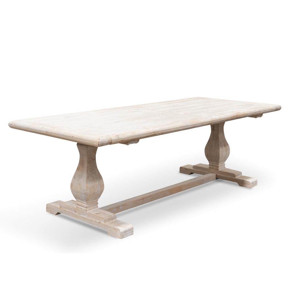 Mark Reclaimed 2.4m Ash Wood Dining Table - Rustic White Washed - Dining Tables