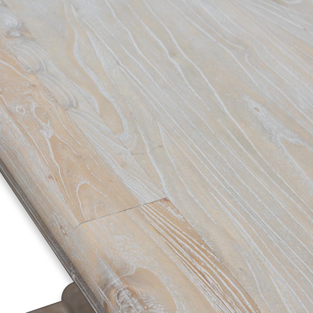 Mark Reclaimed 2.4m Ash Wood Dining Table - Rustic White Washed - Dining Tables