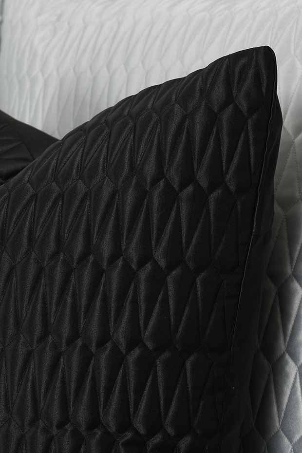 Monaco Quilted Black Pillow Cover - Pillow Covers