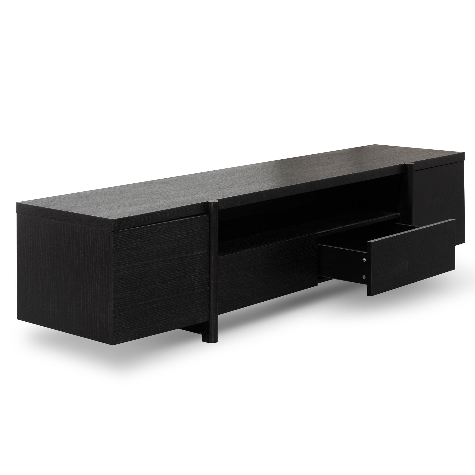 New York Lowline Wooden TV Entertainment Unit - Black Oak - TV Units