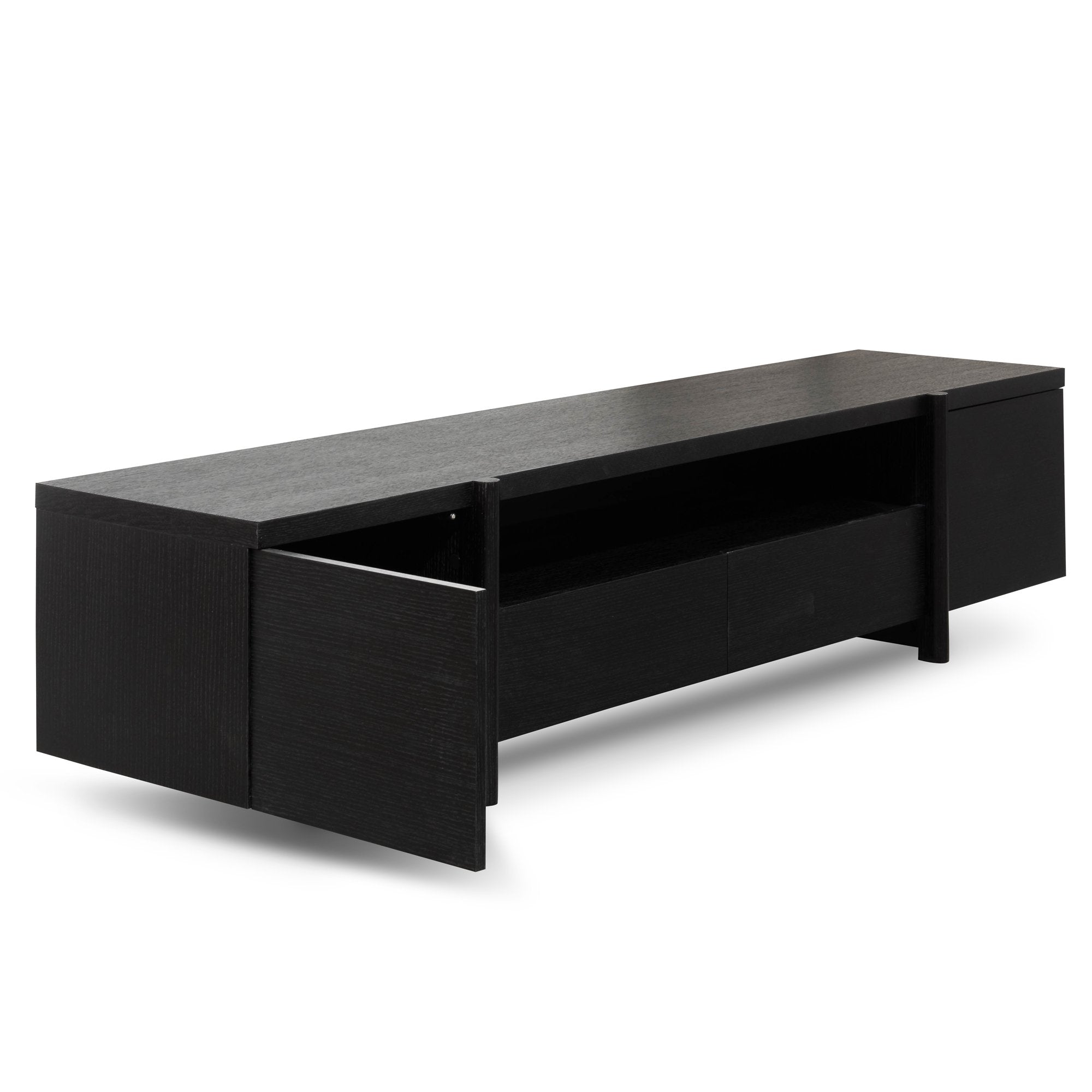 New York Lowline Wooden TV Entertainment Unit - Black Oak - TV Units