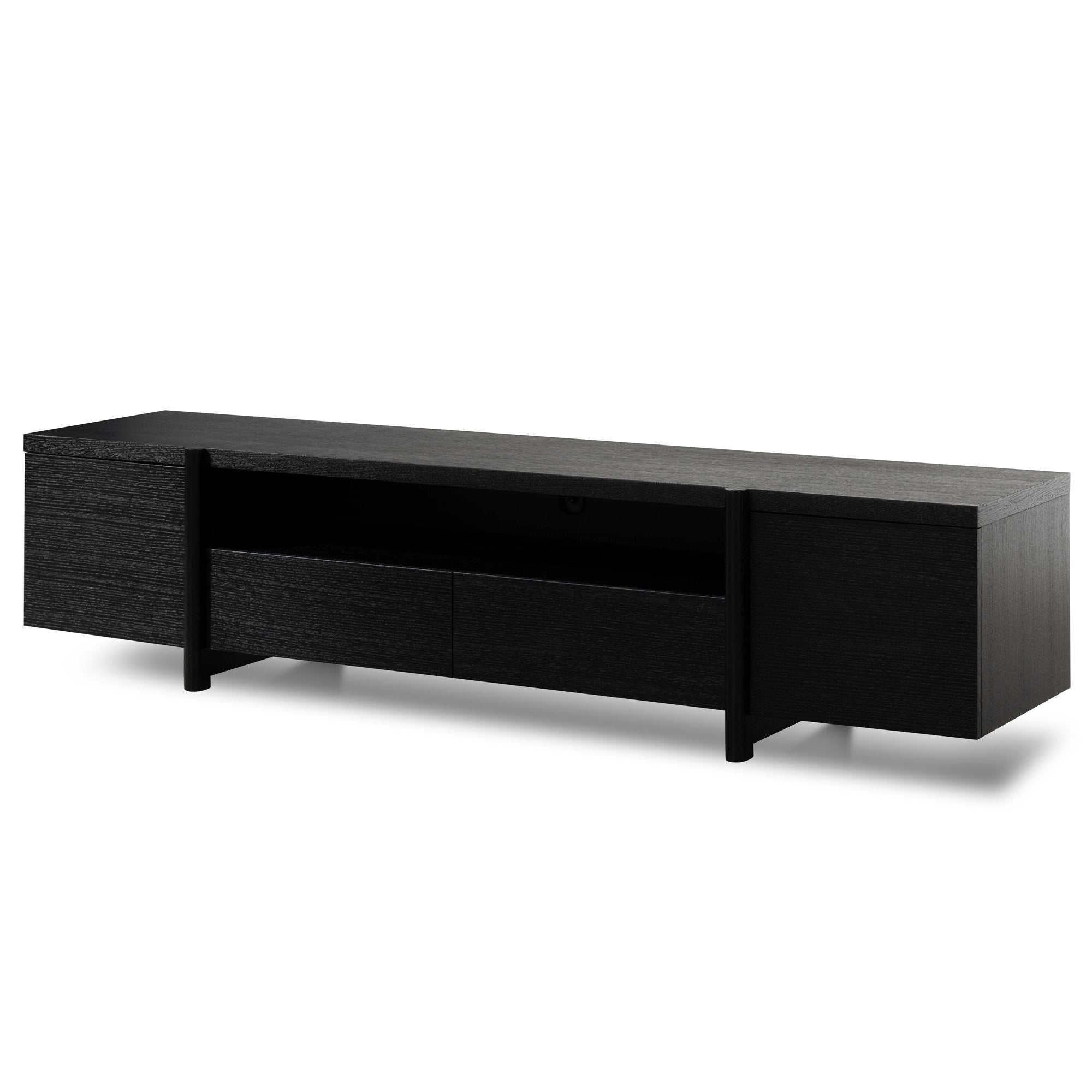 New York Lowline Wooden TV Entertainment Unit - Black Oak - TV Units