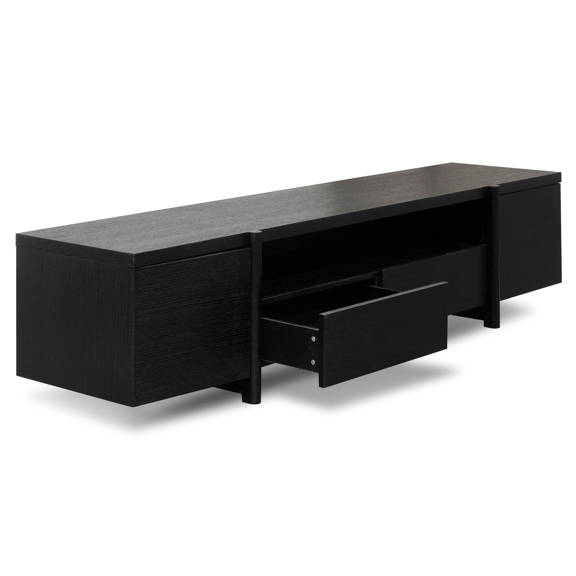 New York Lowline Wooden TV Entertainment Unit - Black Oak - TV Units