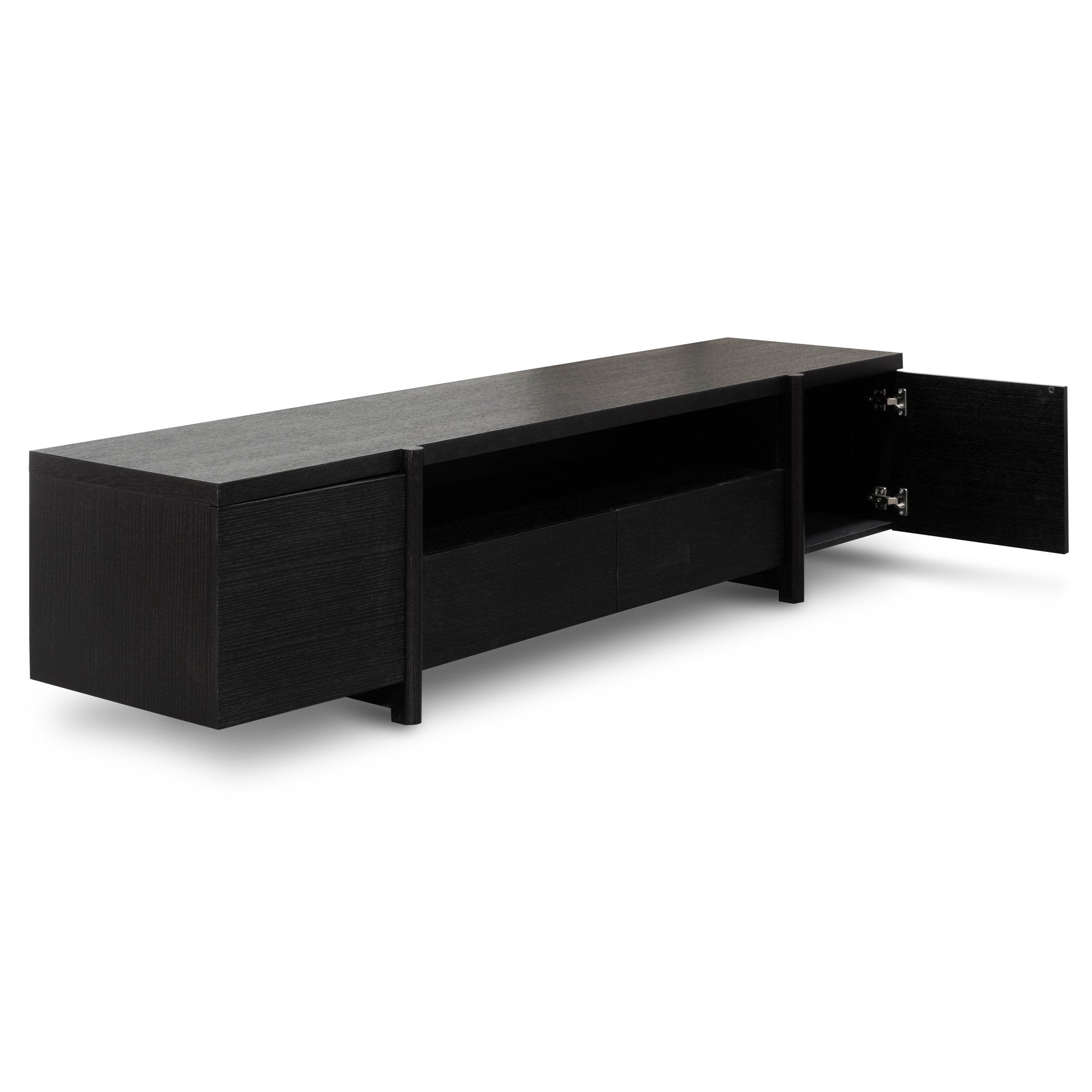 New York Lowline Wooden TV Entertainment Unit - Black Oak - TV Units