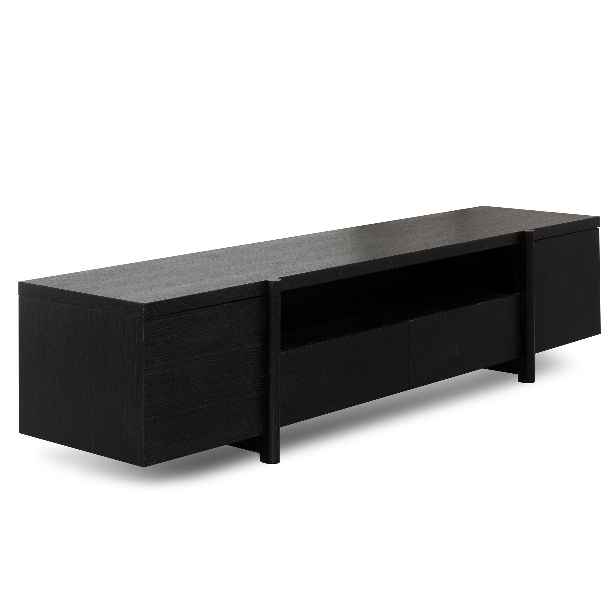 New York Lowline Wooden TV Entertainment Unit - Black Oak - TV Units