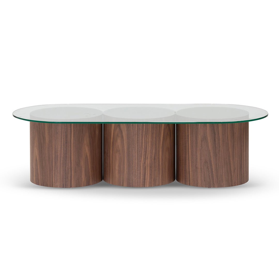 Nicholas Oval Glass Coffee Table - Walnut - Coffee Table