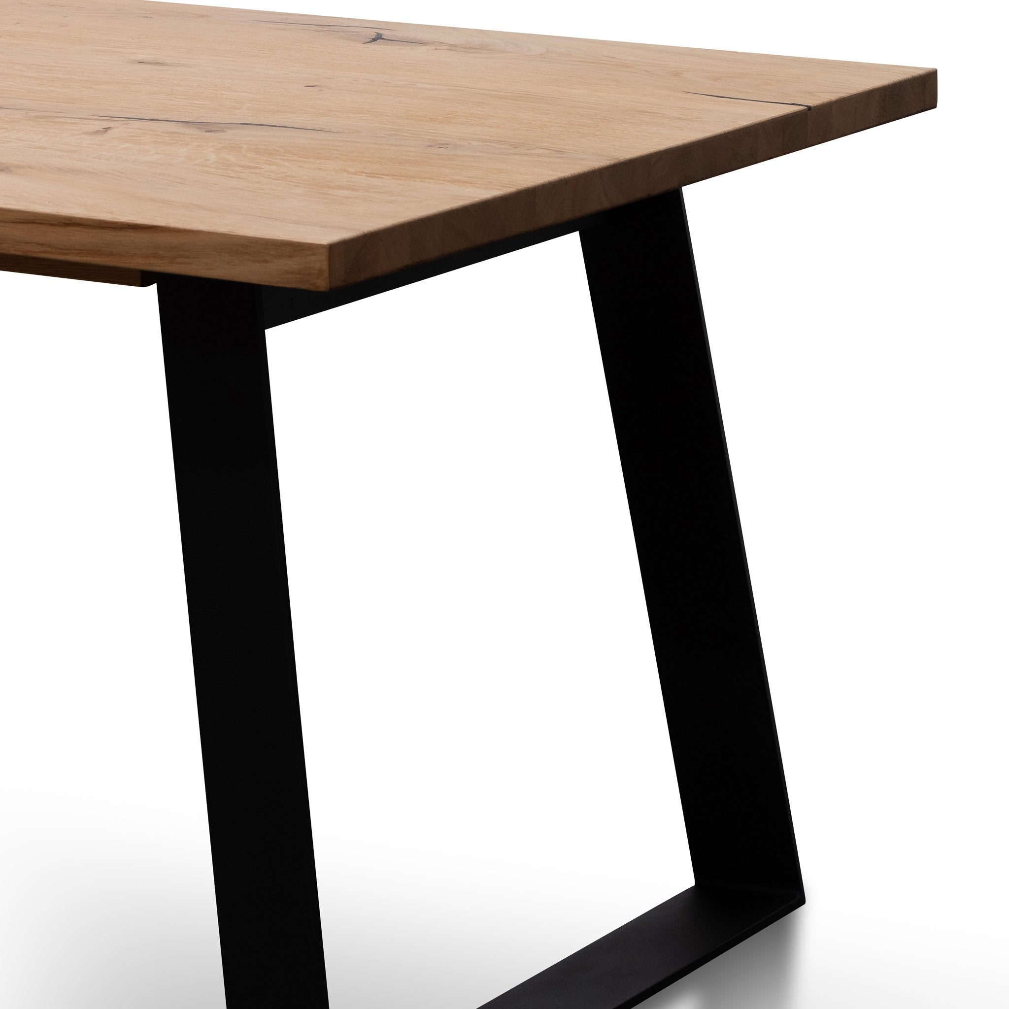 Nile 2.2m Straight Top Dining table - Rustic Oak - Metal Legs - Dining Tables