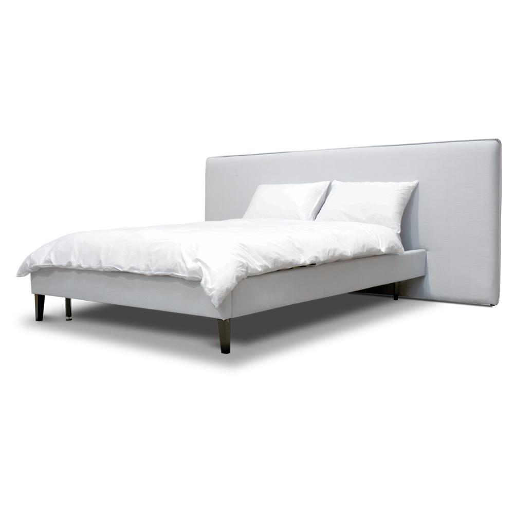 Oliver Fabric Wide King Bed Frame - Cement Grey - Beds