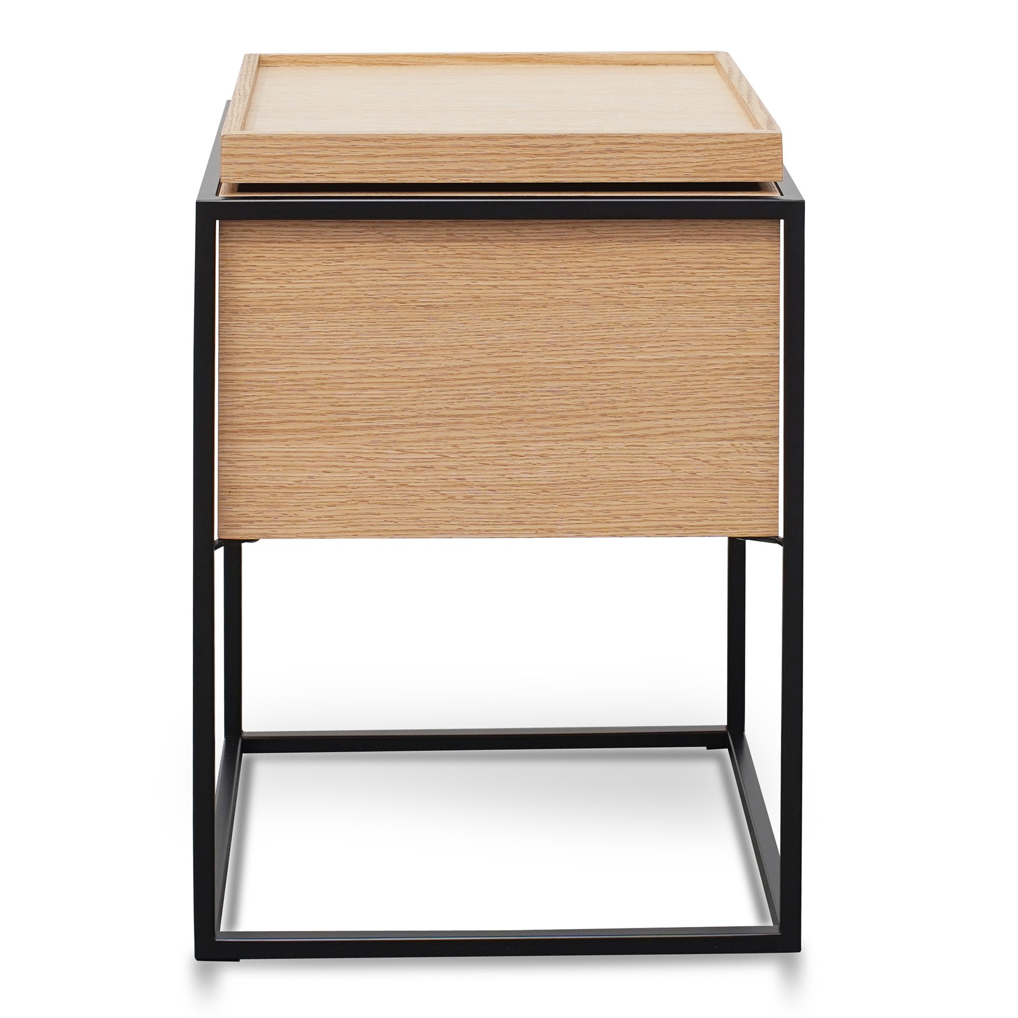 Onyx Scandinavian Oak Side Table - Black and Natural - Bedside Tables