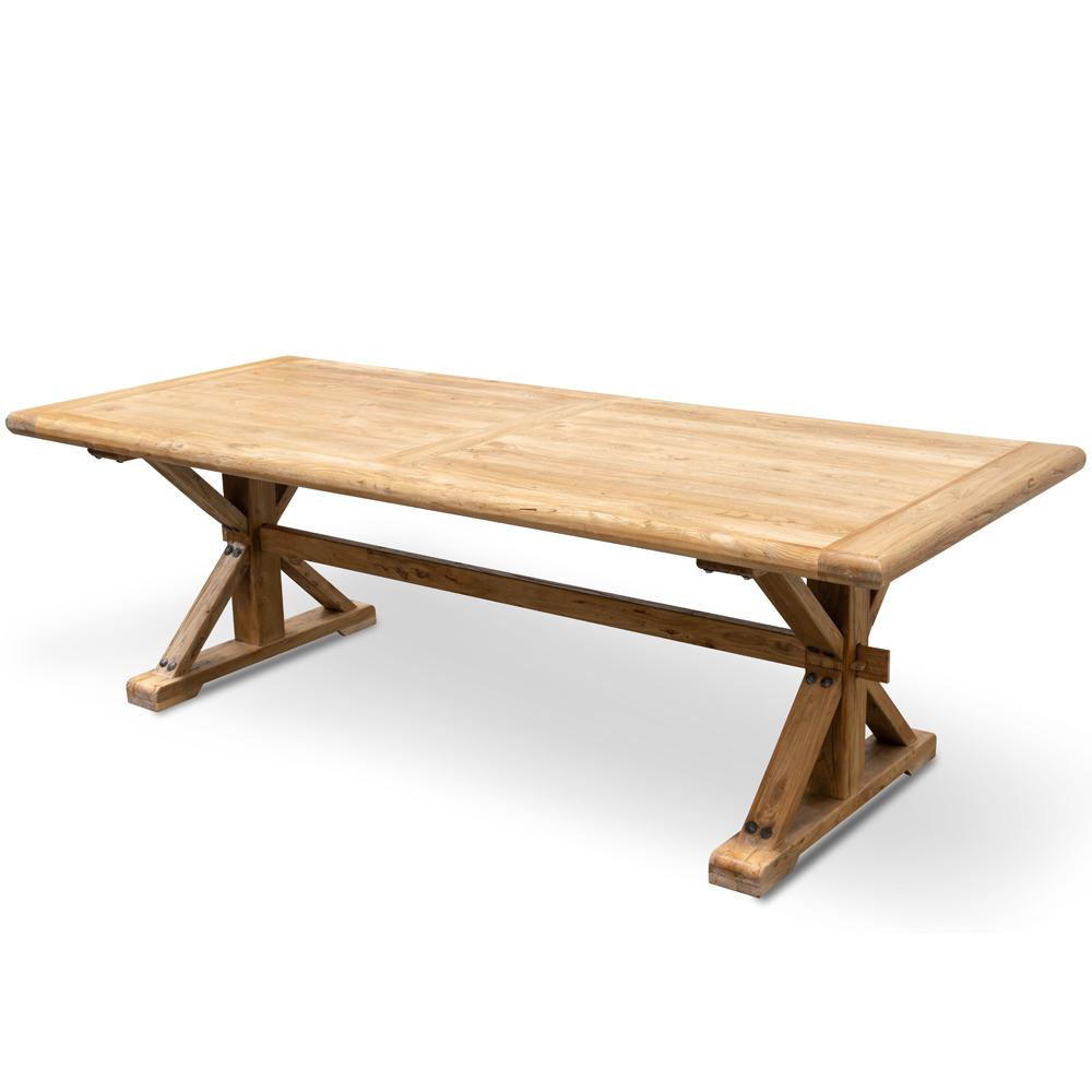 Parliment Reclaimed 3m Oak Wood Dining Table - Rustic Natural - Dining Tables