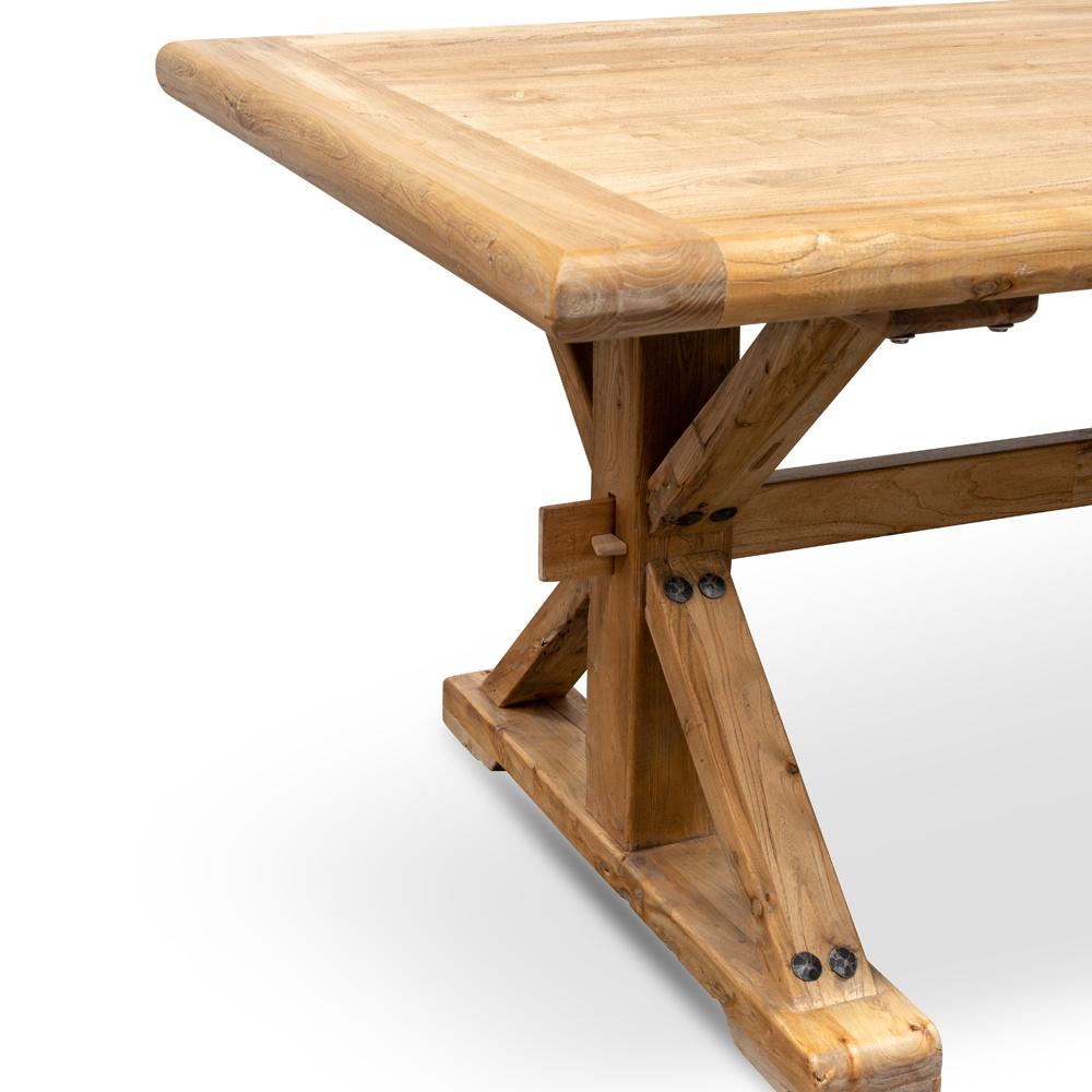 Parliment Reclaimed 3m Oak Wood Dining Table - Rustic Natural - Dining Tables