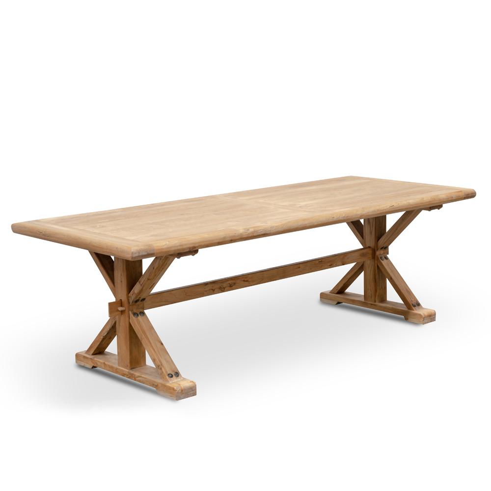 Parliment Reclaimed 3m Oak Wood Dining Table - Rustic Natural - Dining Tables