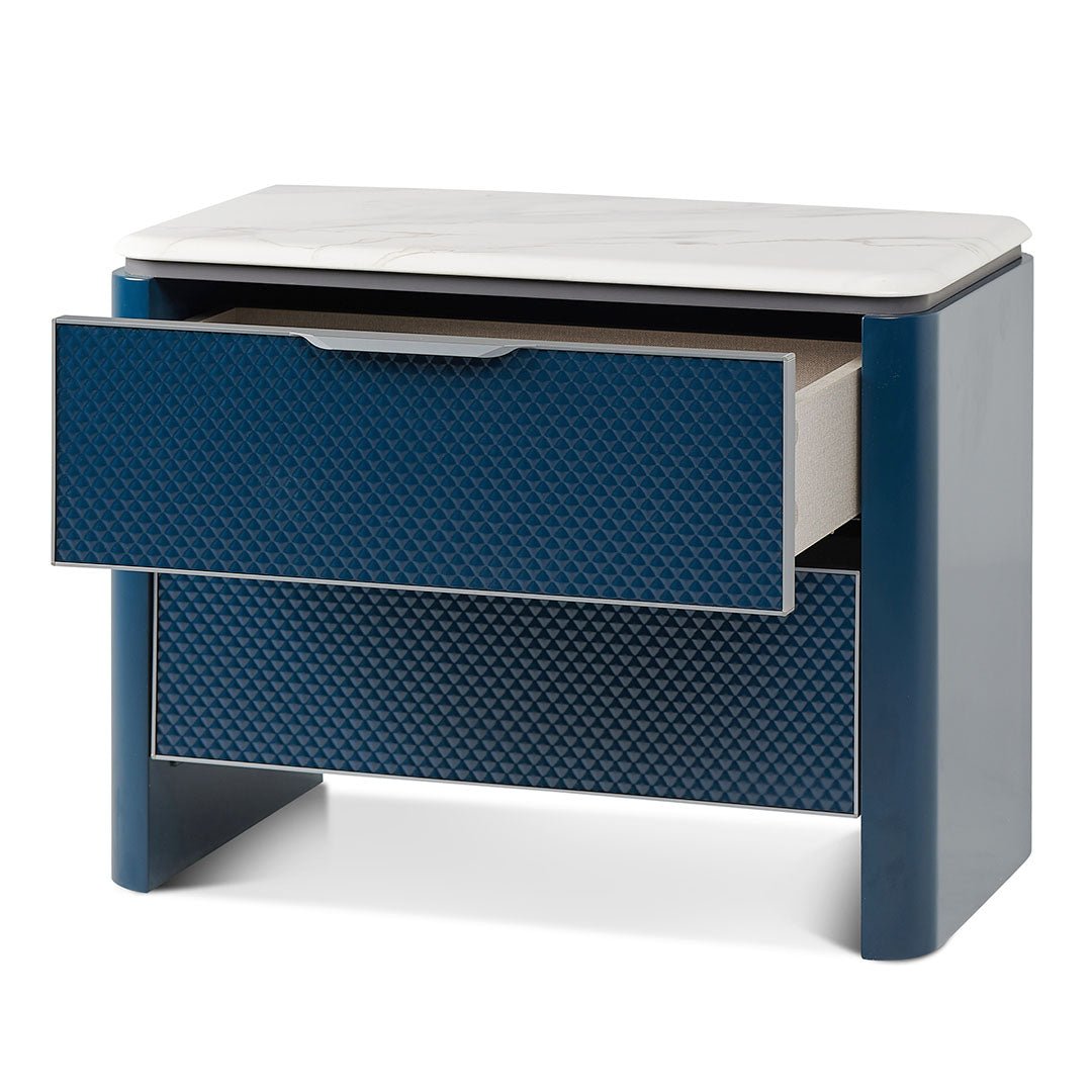 Sage Marble Bedside Table - Midnight Blue - Bedside Tables