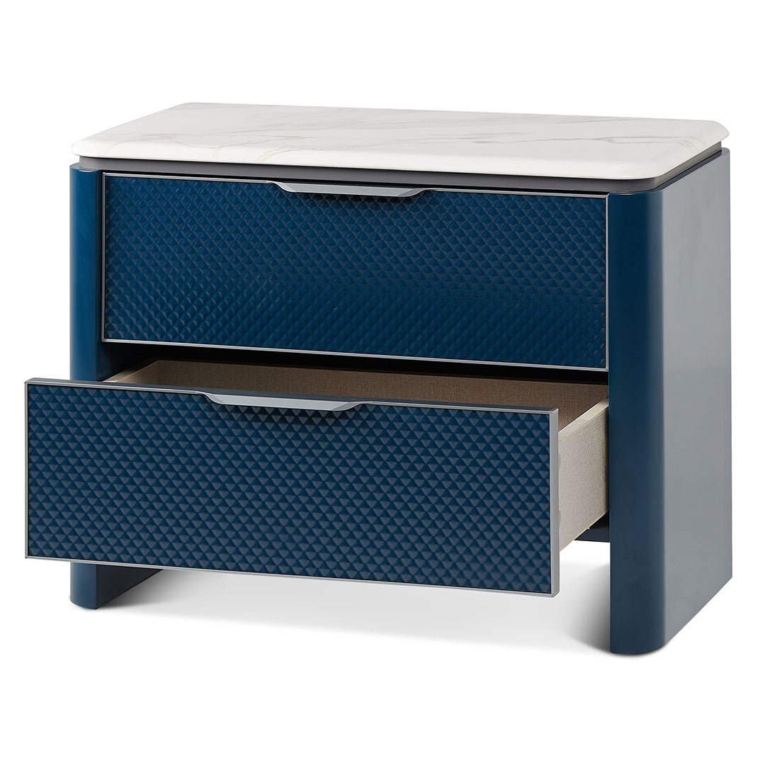 Sage Marble Bedside Table - Midnight Blue - Bedside Tables