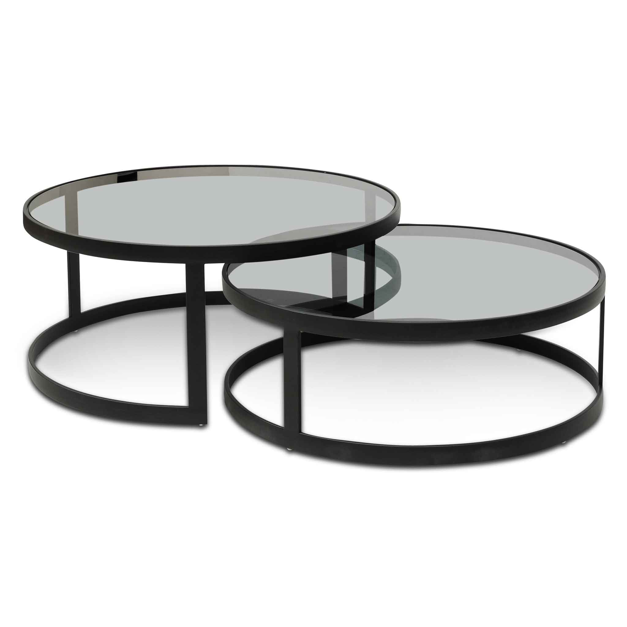 Scarlett Nested Grey Glass Coffee Table - Coffee Table