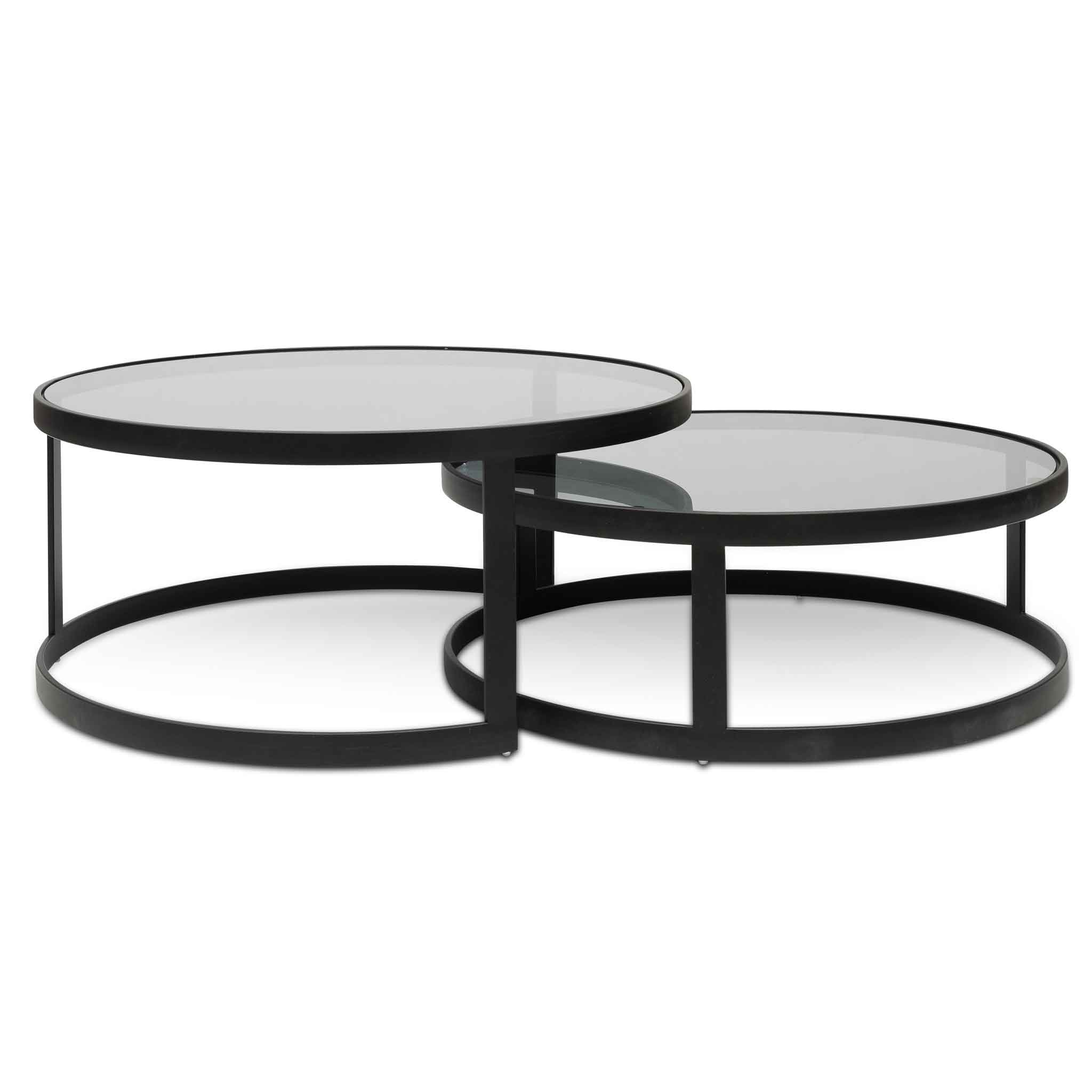 Scarlett Nested Grey Glass Coffee Table - Coffee Table