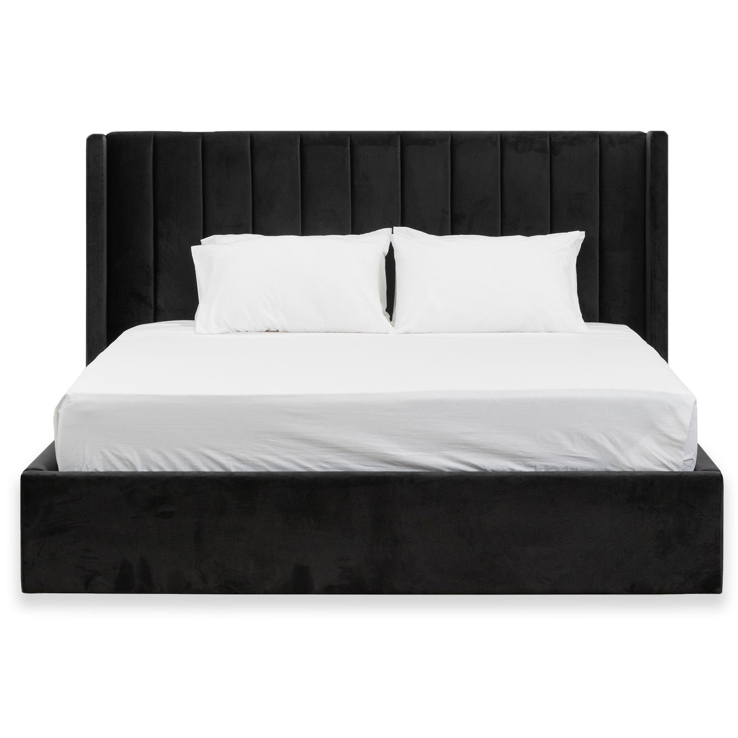 Sebastian King Bed Frame - Black Velvet - Beds