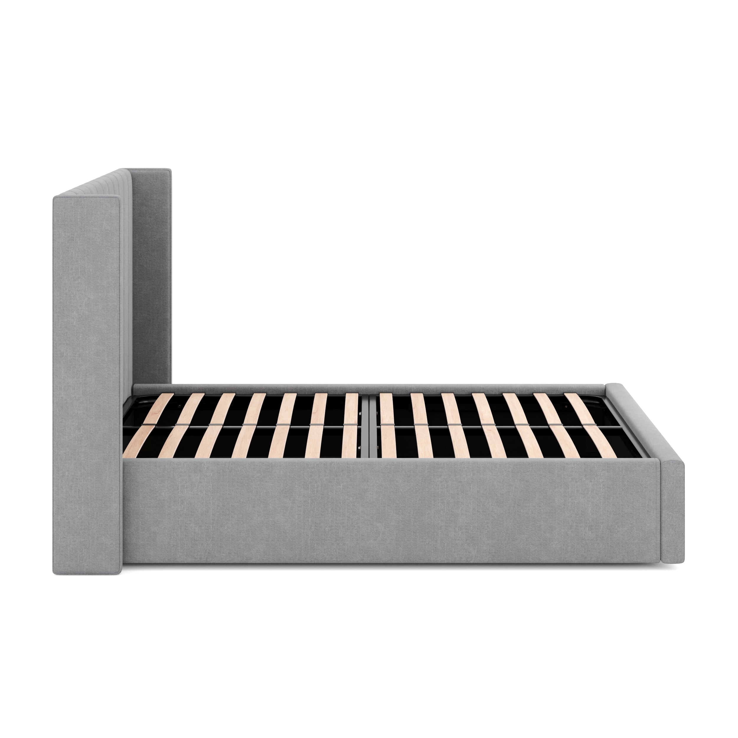 Sebastian Wide Base King Bed Frame - Flint Grey Linen - Beds