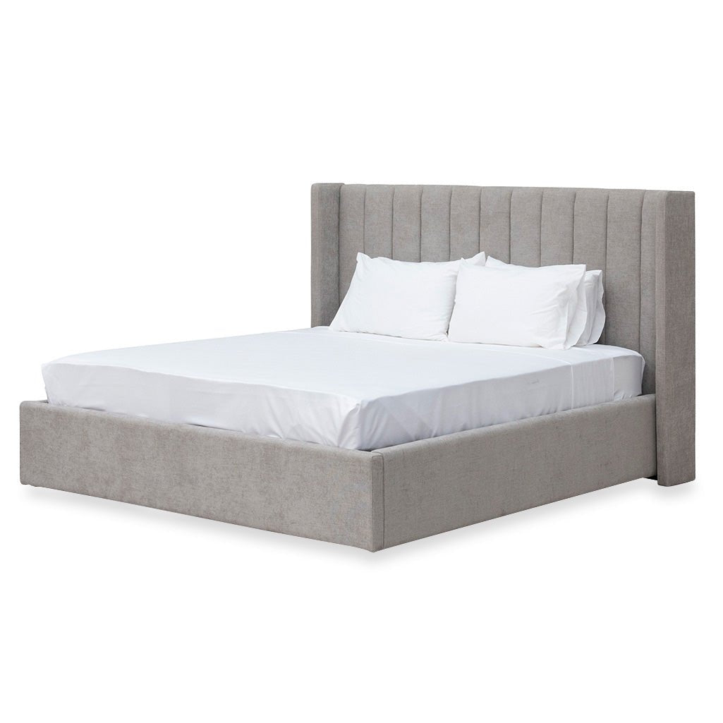 Sebastian Wide Base King Bed Frame - Oyster Beige - Beds