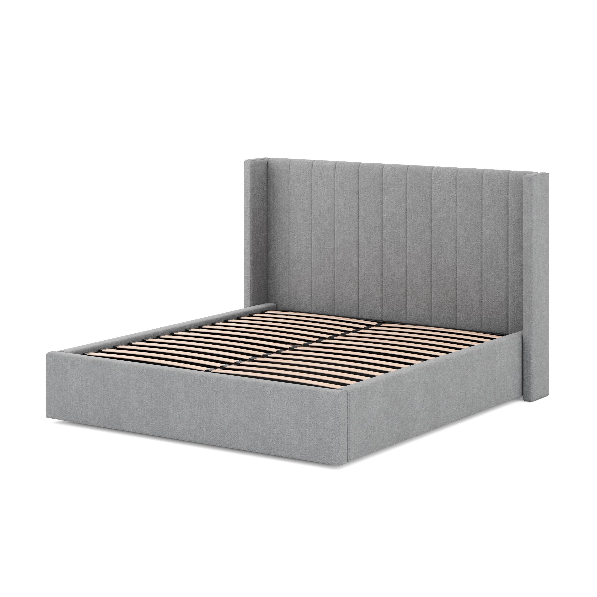 Sebastian Wide Base Queen Bed Frame - Flint Grey - Beds