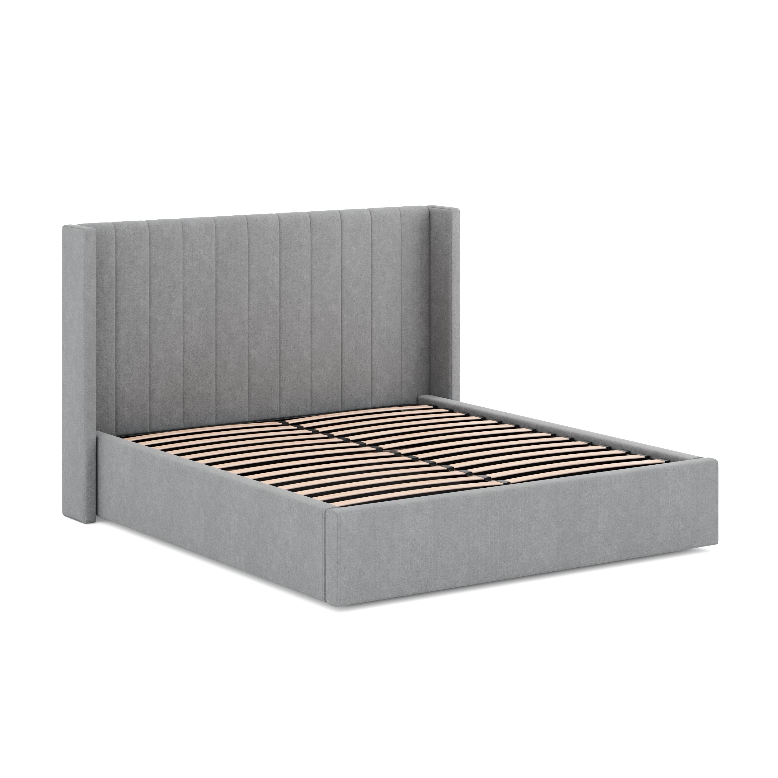 Sebastian Wide Base Queen Bed Frame - Flint Grey - Beds