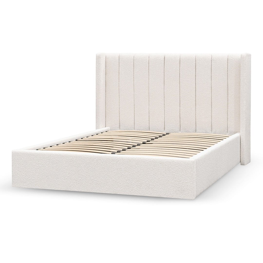 Sebastian Wide Base Queen Sized Bed Frame - Snow Boucle - Beds