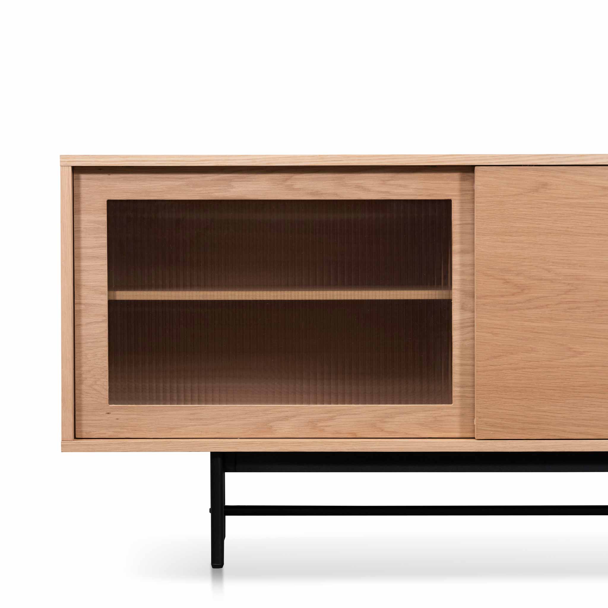 Sebastian Wooden Entertainment TV Unit - Natural with Flute Glass Door - TV Units