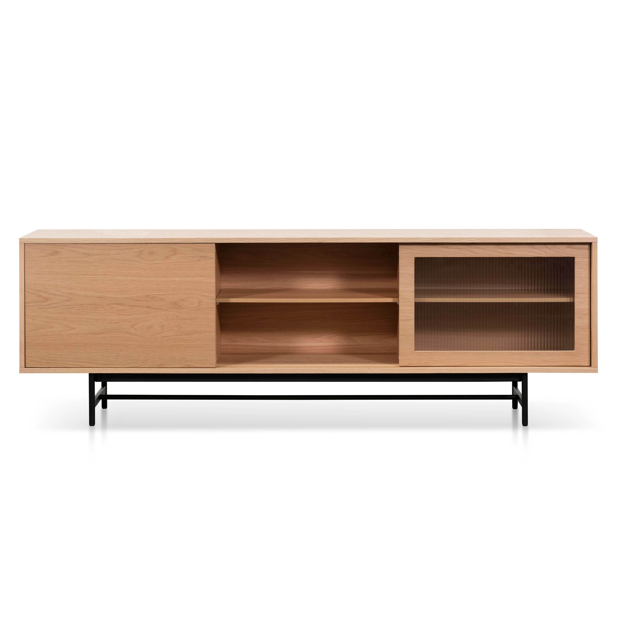 Sebastian Wooden Entertainment TV Unit - Natural with Flute Glass Door - TV Units