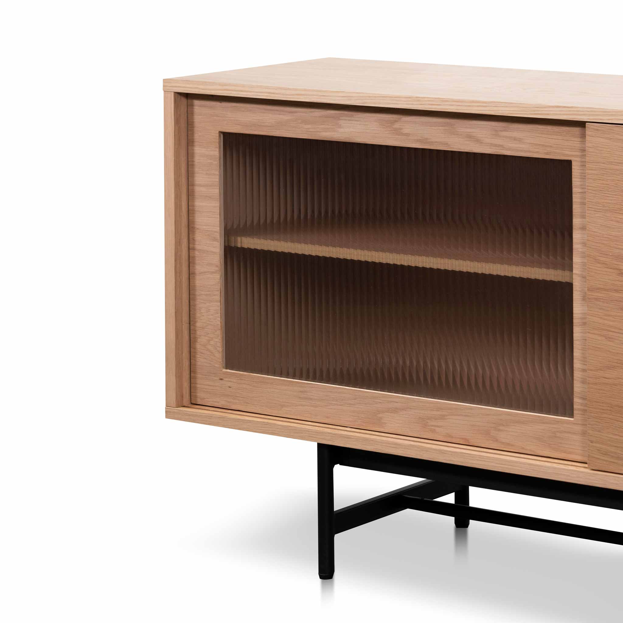 Sebastian Wooden Entertainment TV Unit - Natural with Flute Glass Door - TV Units